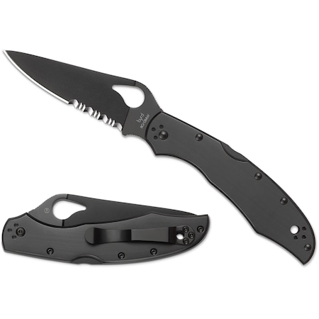 Spyderco 2024 Spyderco Cara Cara 2 Black Stainless Black Blade Combo SPY-BY03BKPS2